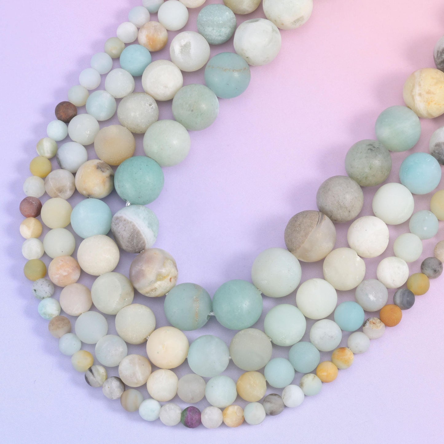 Multi-Color Amazonite Matte Round Beads, hole 0.5 to 1.2mm depending on size