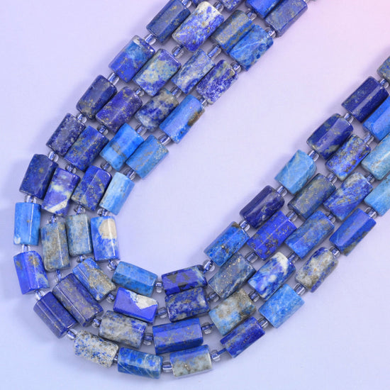 Lapis Faceted Tube Beads, 1.0mm hole