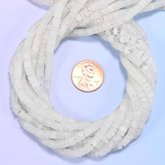 Matte Clear Quartz Heishi Disc Beads: Jewelry Making Supply, 15 Inch Strand