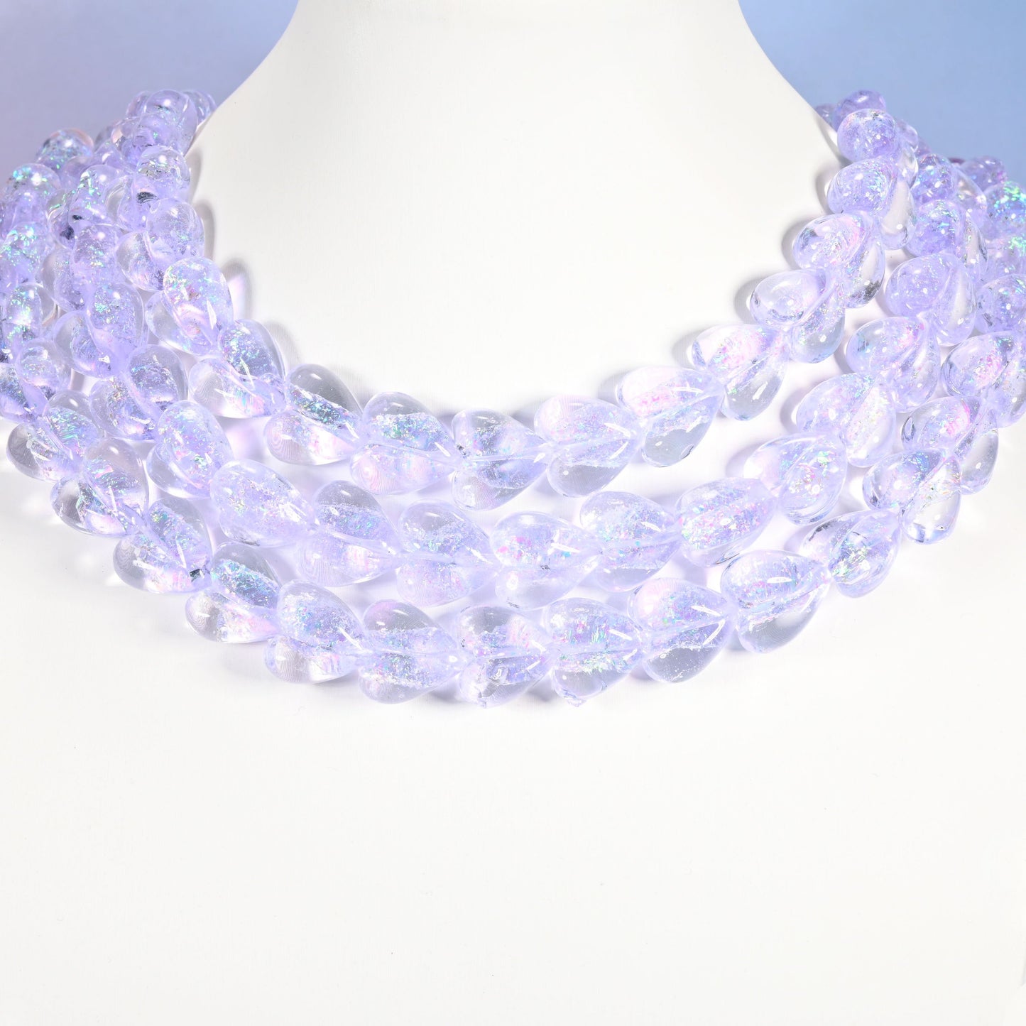 Light purple iridescent glass heart beads, 16x15mm
