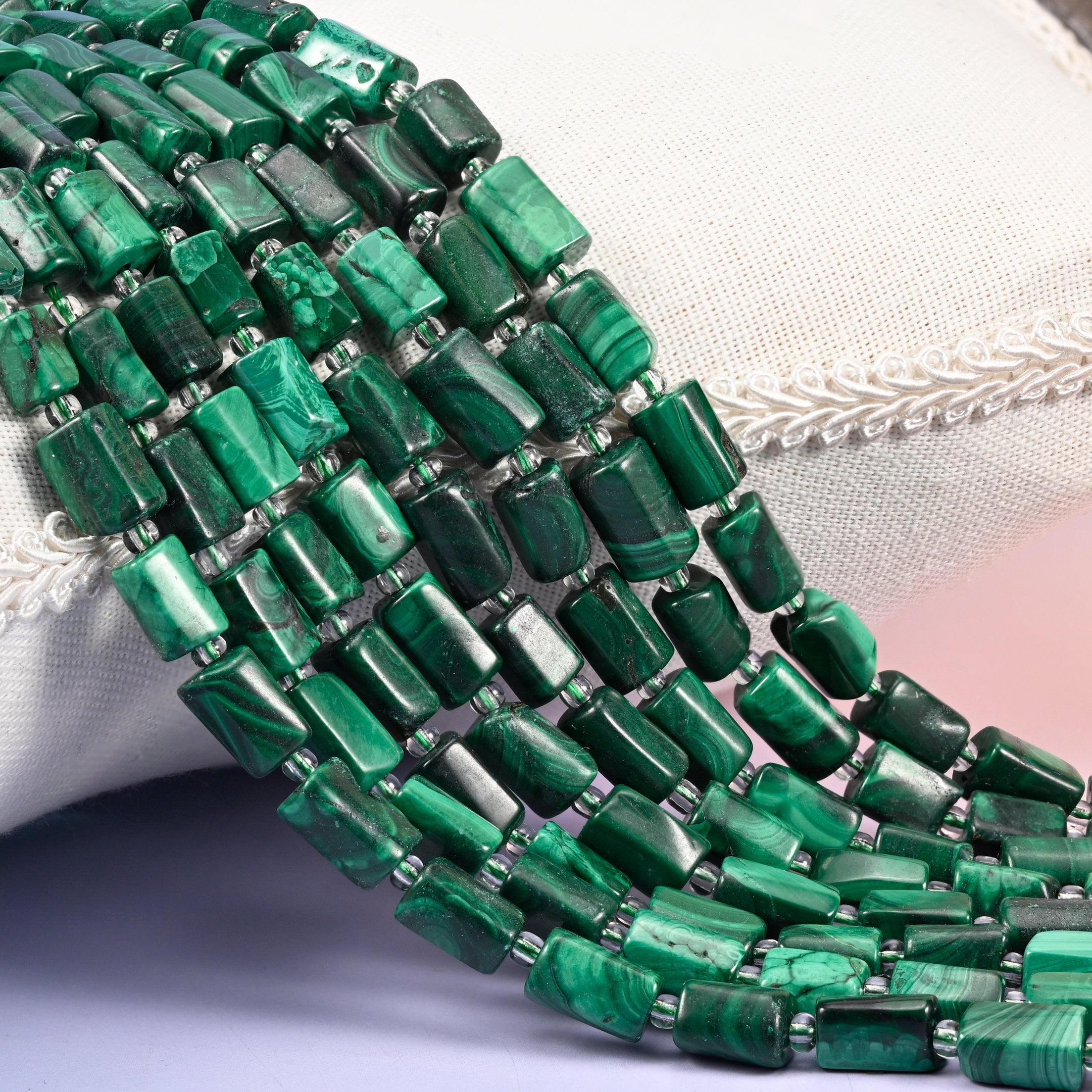 Malachite Faceted Tube Beads