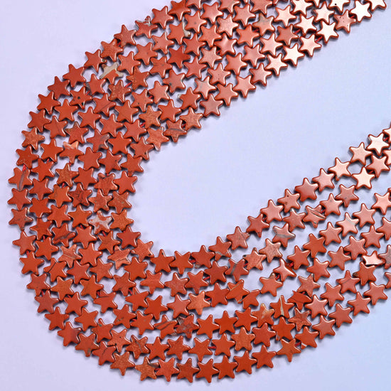 Red jasper beads in warm brick and terracotta red