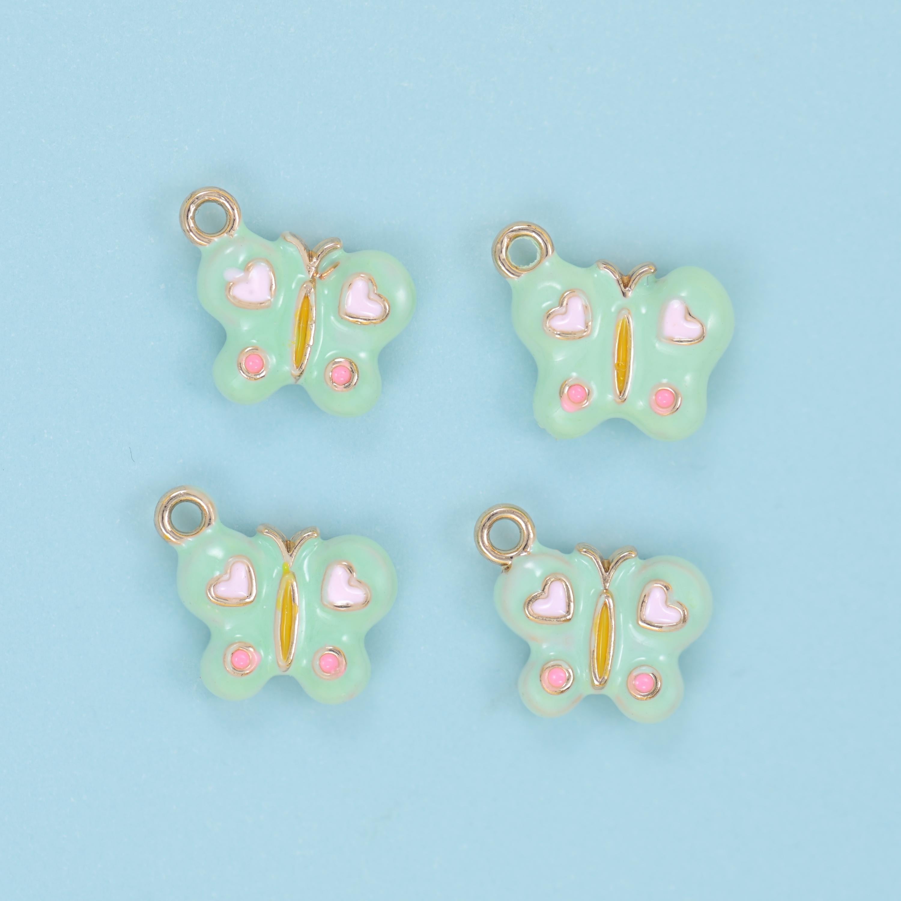 Enamel Colorful Butterfly Charm 14x13mm in mint, sky blue, pink, lilac or cream