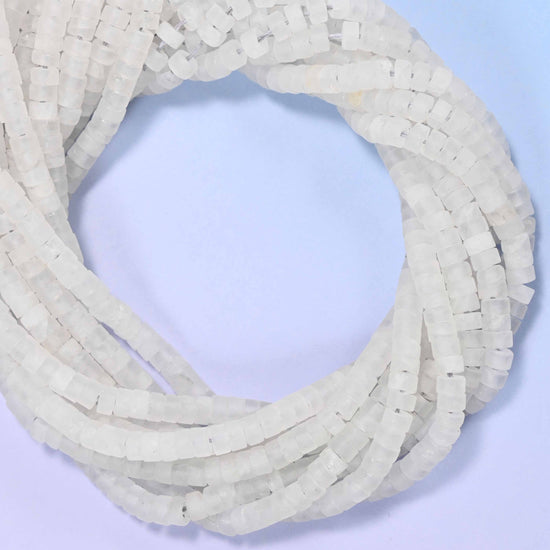 Matte Clear Quartz Heishi Disc Beads: Jewelry Making Supply, 15 Inch Strand