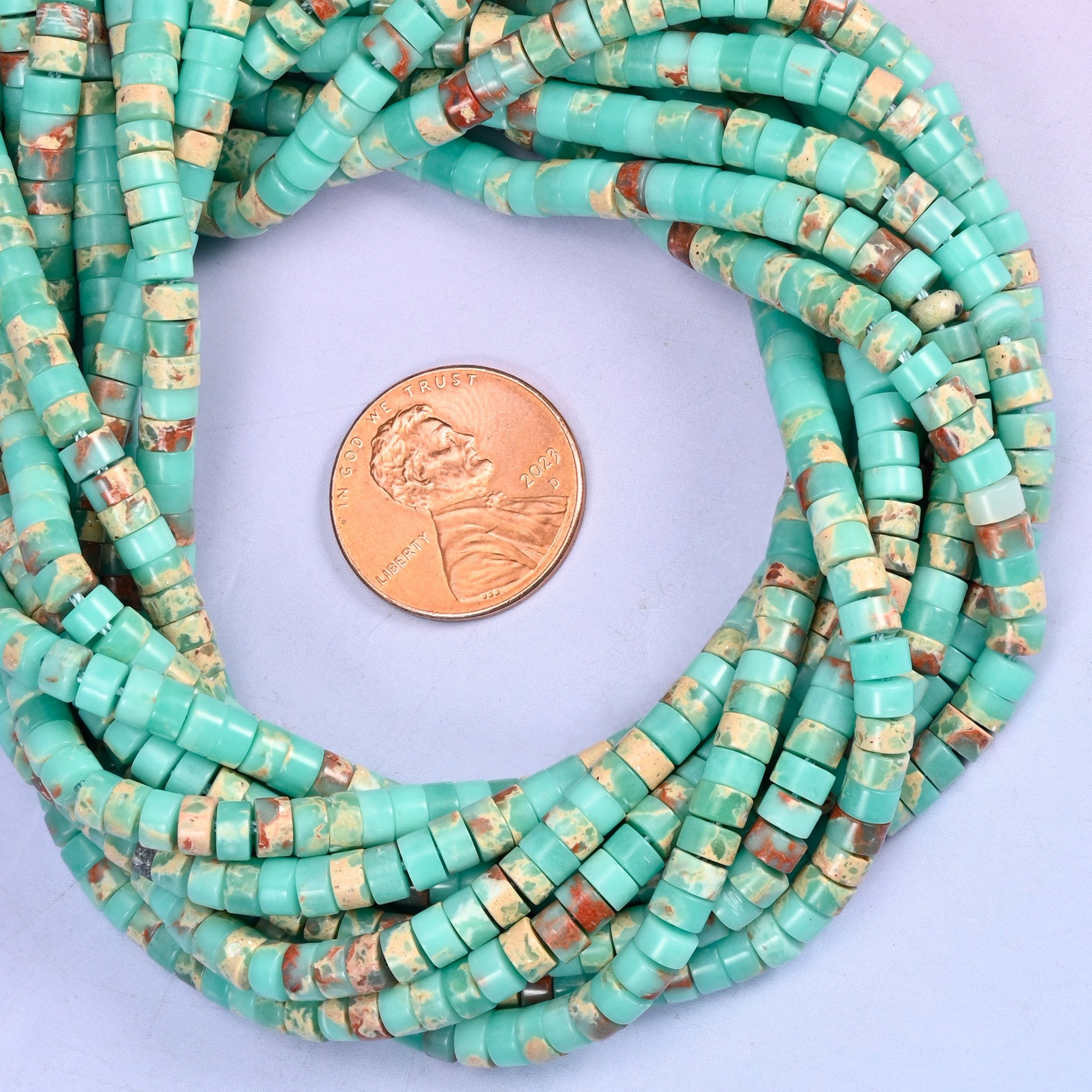 Blue Shoushan Stone Smooth Heishi Disc Beads: Jewelry Making Supply, 15.5 Inch Strand