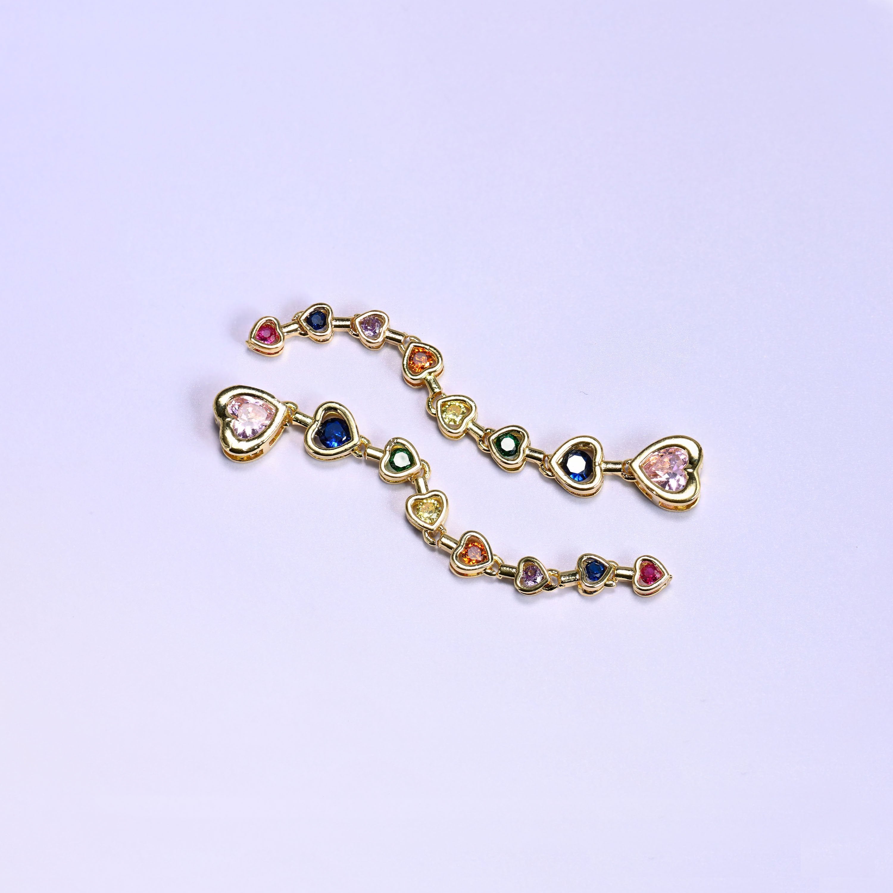 Pink Heart Multicolor Zircon Pendants with bezel-set heart-shaped zircon stones