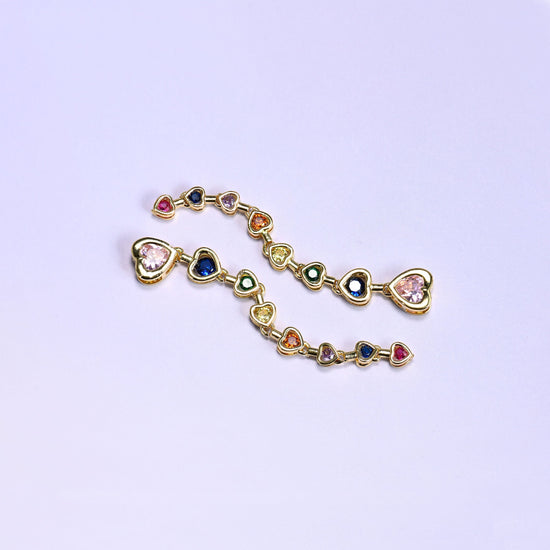 Pink Heart Multicolor Zircon Pendants with bezel-set heart-shaped zircon stones