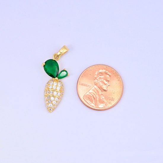 Carrot Zircon Charms: 18K Gold Plated Pendants, Jewelry Making Supply