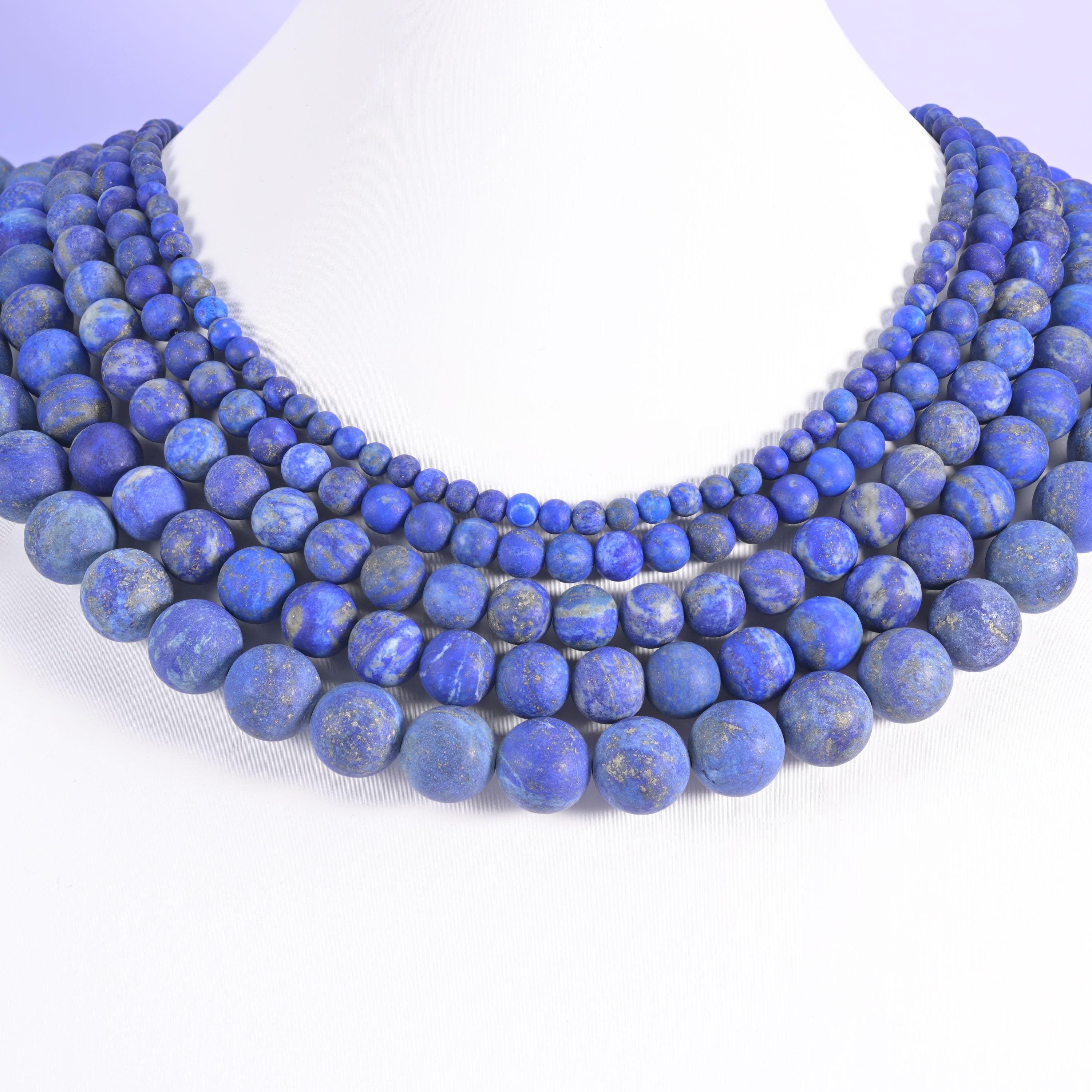 Lapis lazuli beads, matte round, 4mm, 6mm, 8mm, 10mm