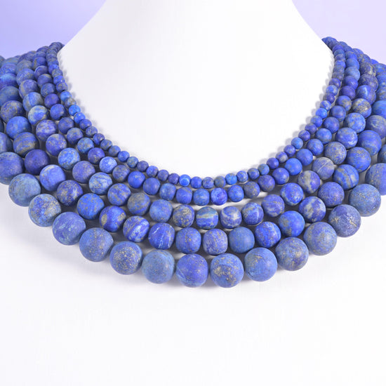 Lapis lazuli beads, matte round, 4mm, 6mm, 8mm, 10mm