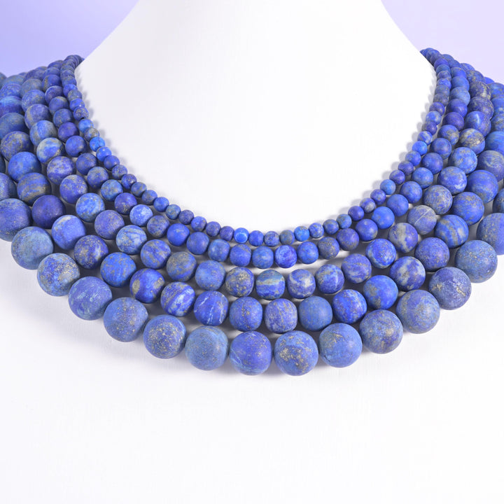 Lapis lazuli beads, matte round, 4mm, 6mm, 8mm, 10mm