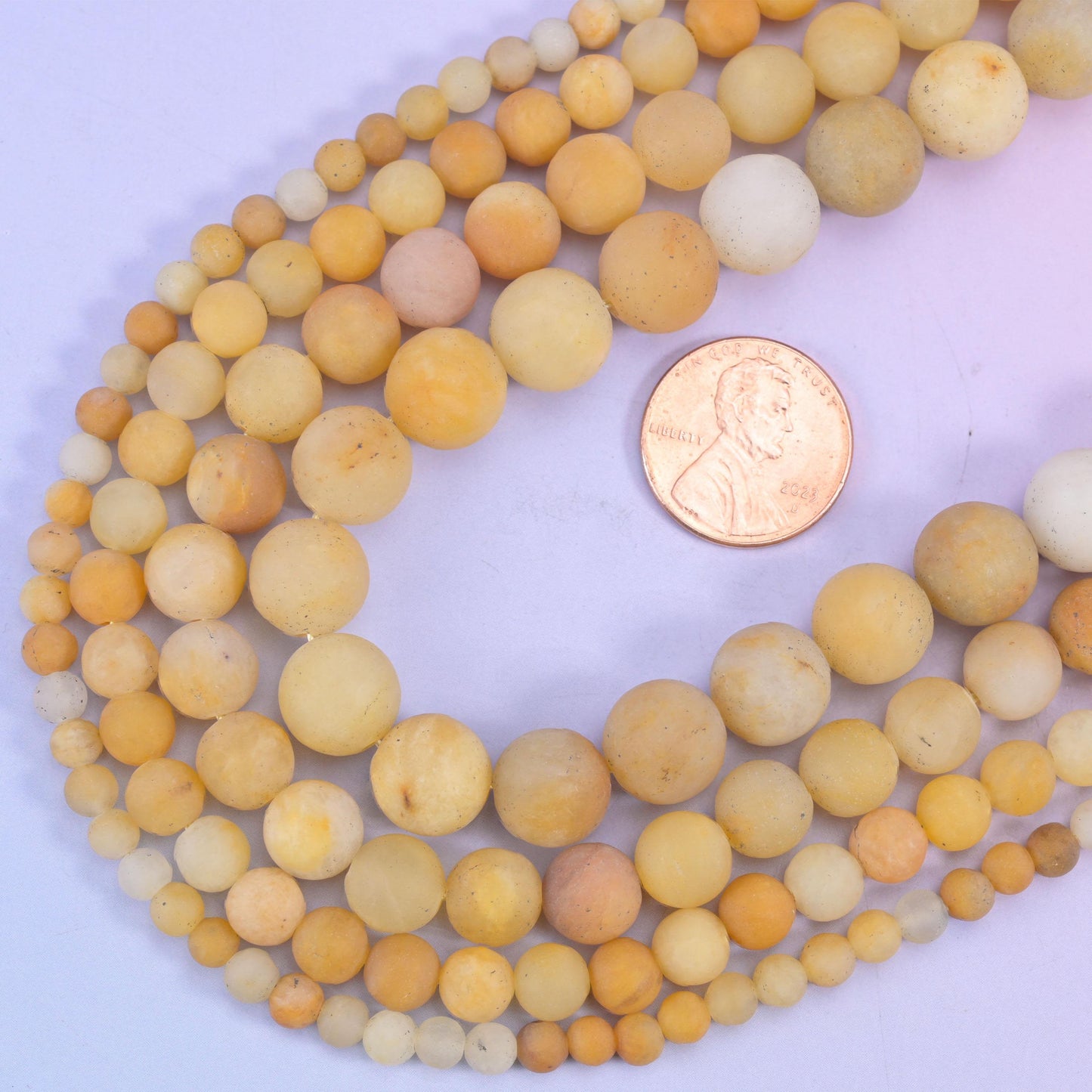 Yellow Jade Matte Round Beads, 15 inch strand