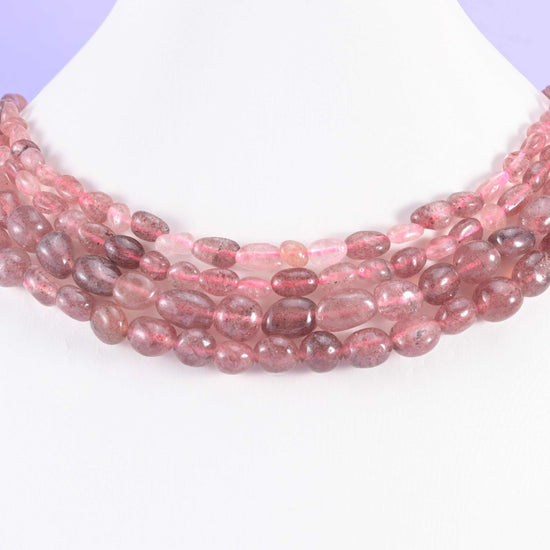 Strawberry Quartz beads, pebble nugget shape, sizes vary