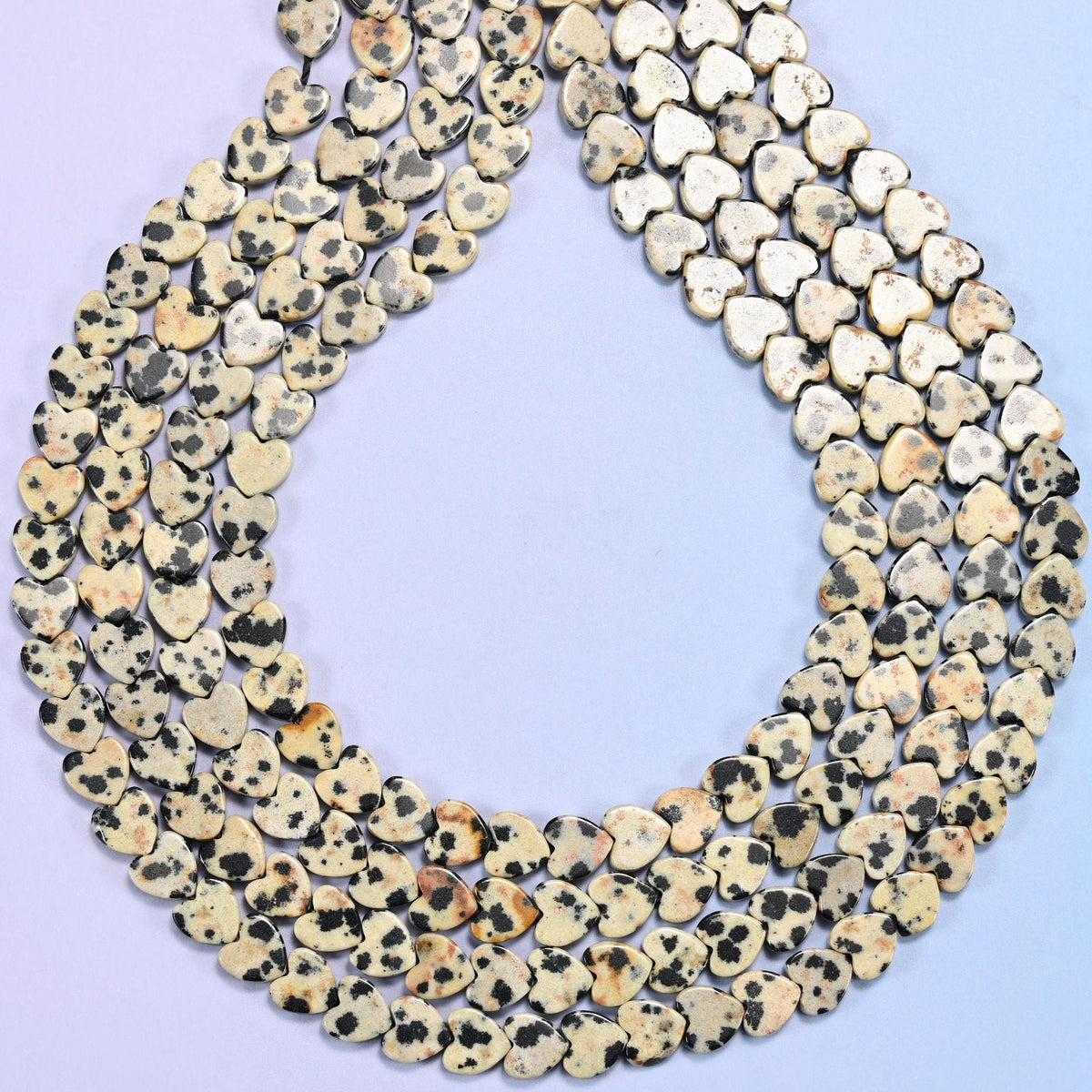 Dalmatian Jasper Flat Heart Beads, hole 0.8mm