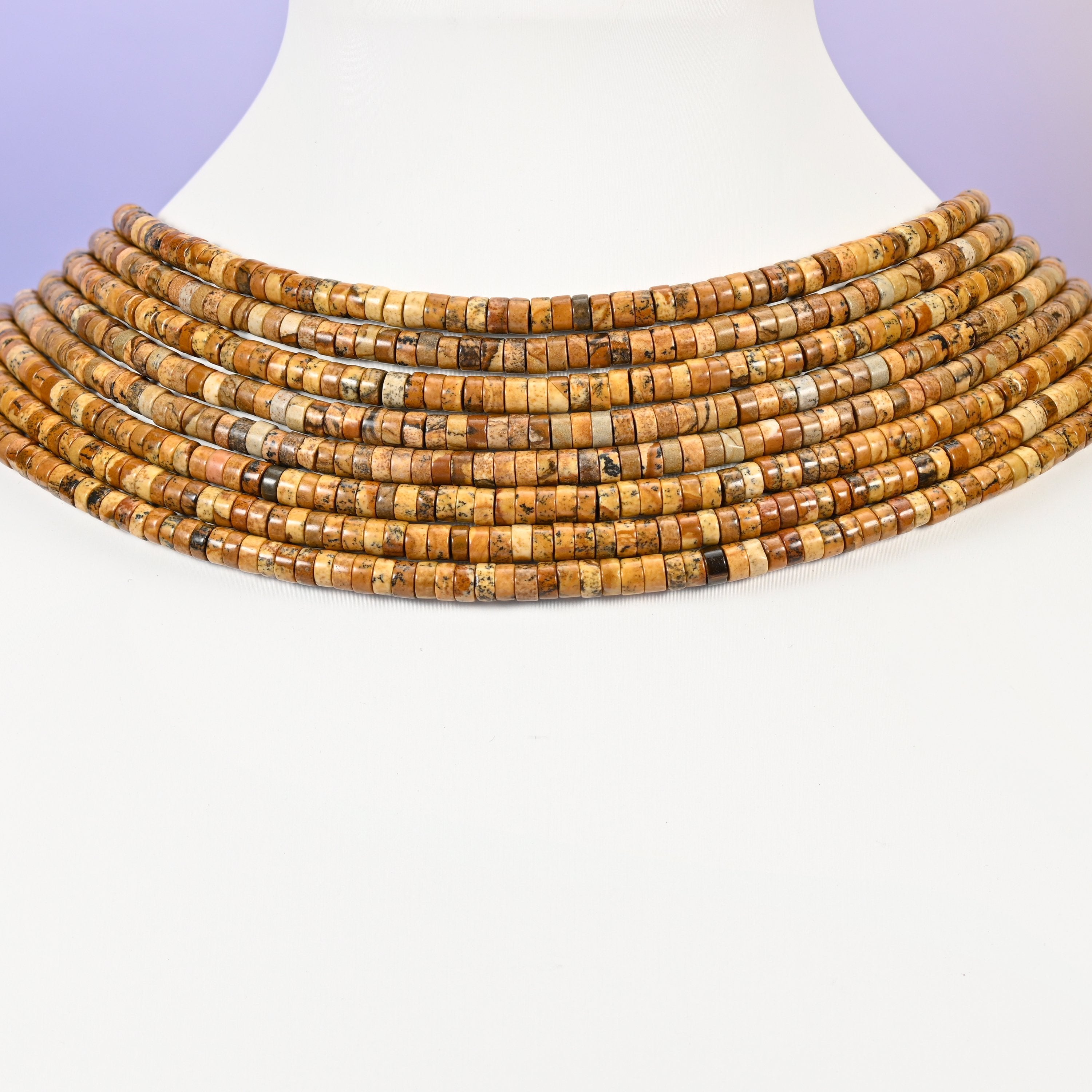 Picture Jasper beads, smooth heishi disc, 1x4mm and 2x4mm