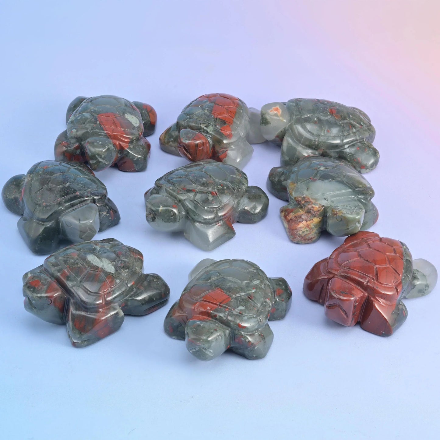 2 inch stone turtle display carving; natural stone, so banding and colour vary from piece to piece