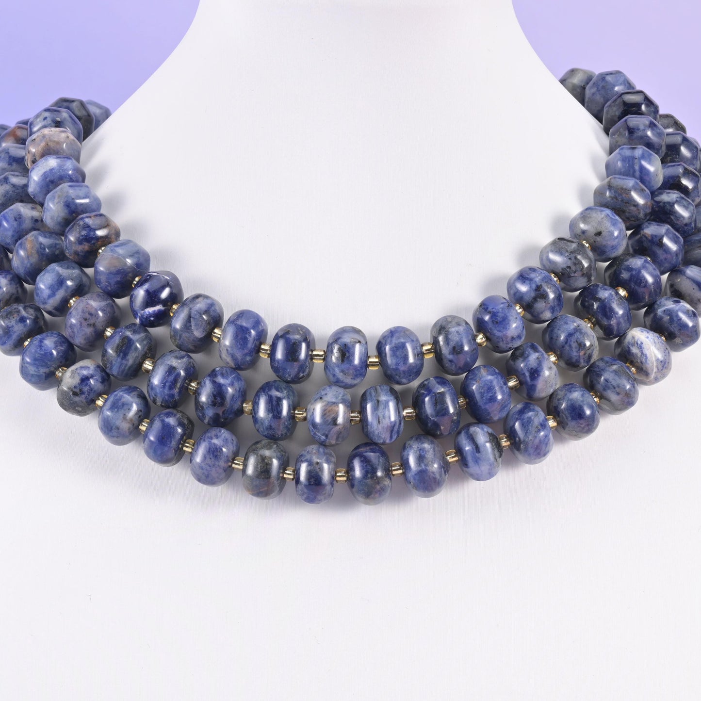 Sodalite pumpkin beads, smooth rondelle shape, 12x8mm