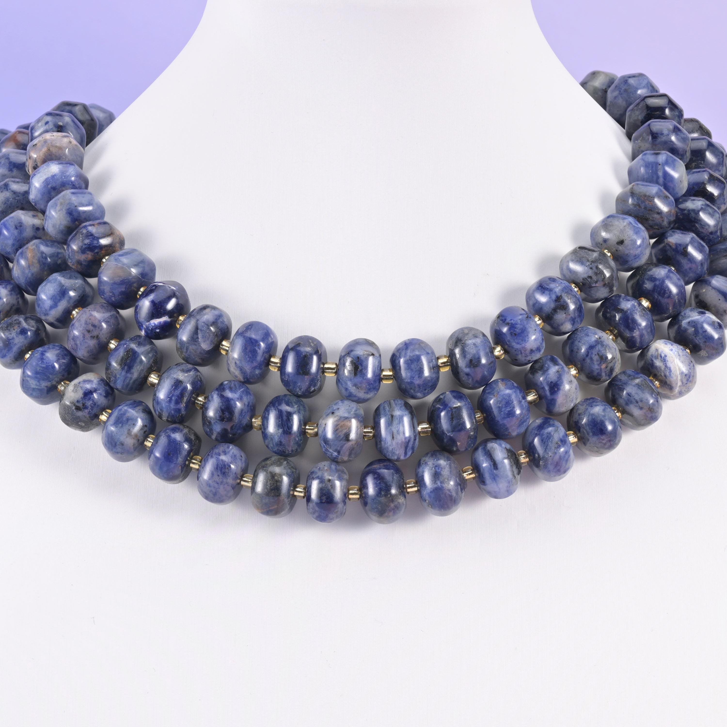 Sodalite pumpkin beads, smooth rondelle shape, 12x8mm