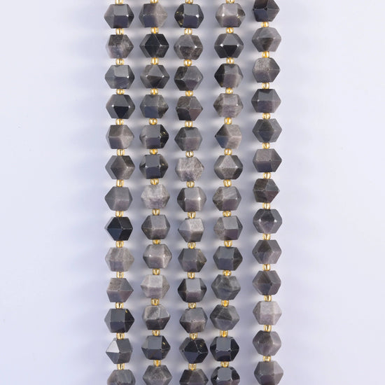 Faceted 8 Sided Diamond Cut Gemstone Beads Size 10mm, 8 stone choices.