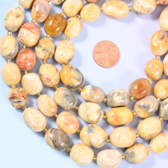Crazy Agate Nugget Oval Beads, sold per 15.5 inch strand
