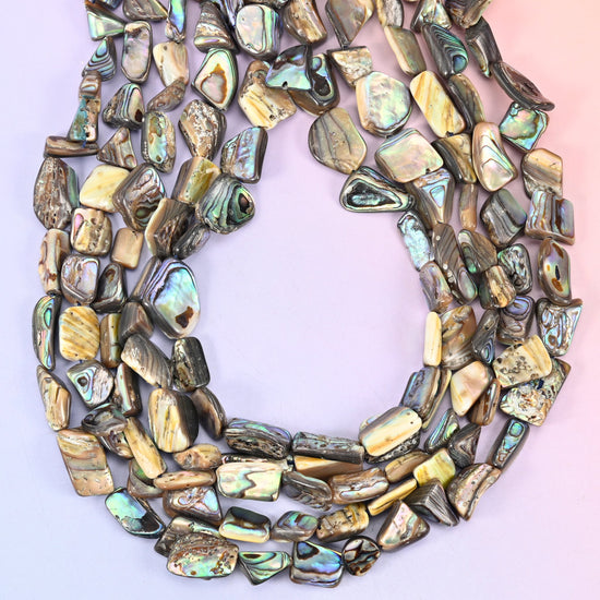 Abalone Shell Freeform Beads: One Side Polished beads, Jewelry Making Supply, 15 Inch Strand