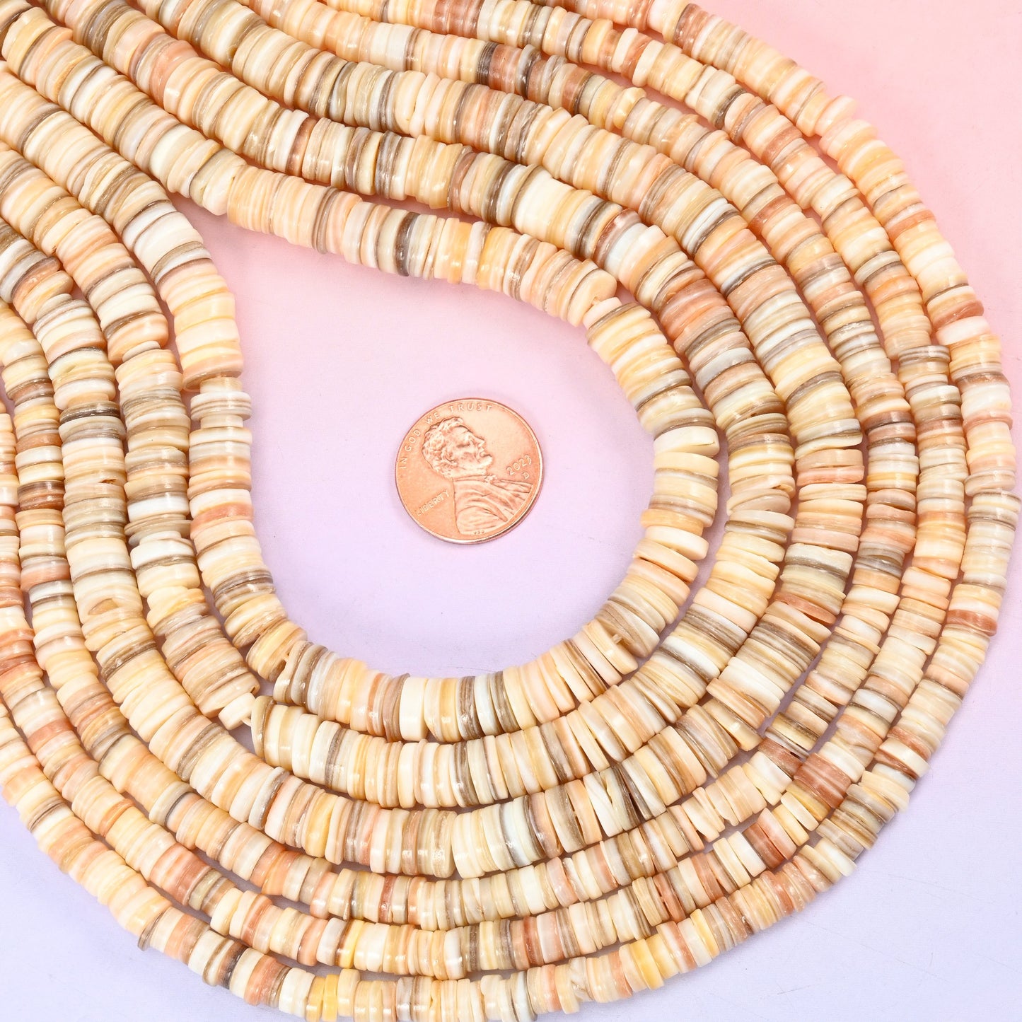 Natural Shell Round Disc Spacer Beads: Jewelry Making Supply, 15 Inch Strand