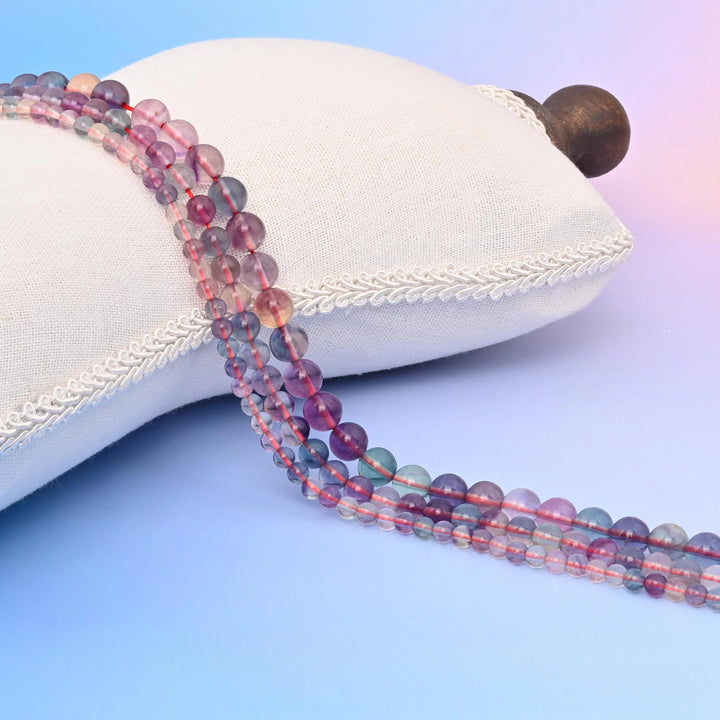 AAA Multi-Color Fluorite Smooth Round Beads