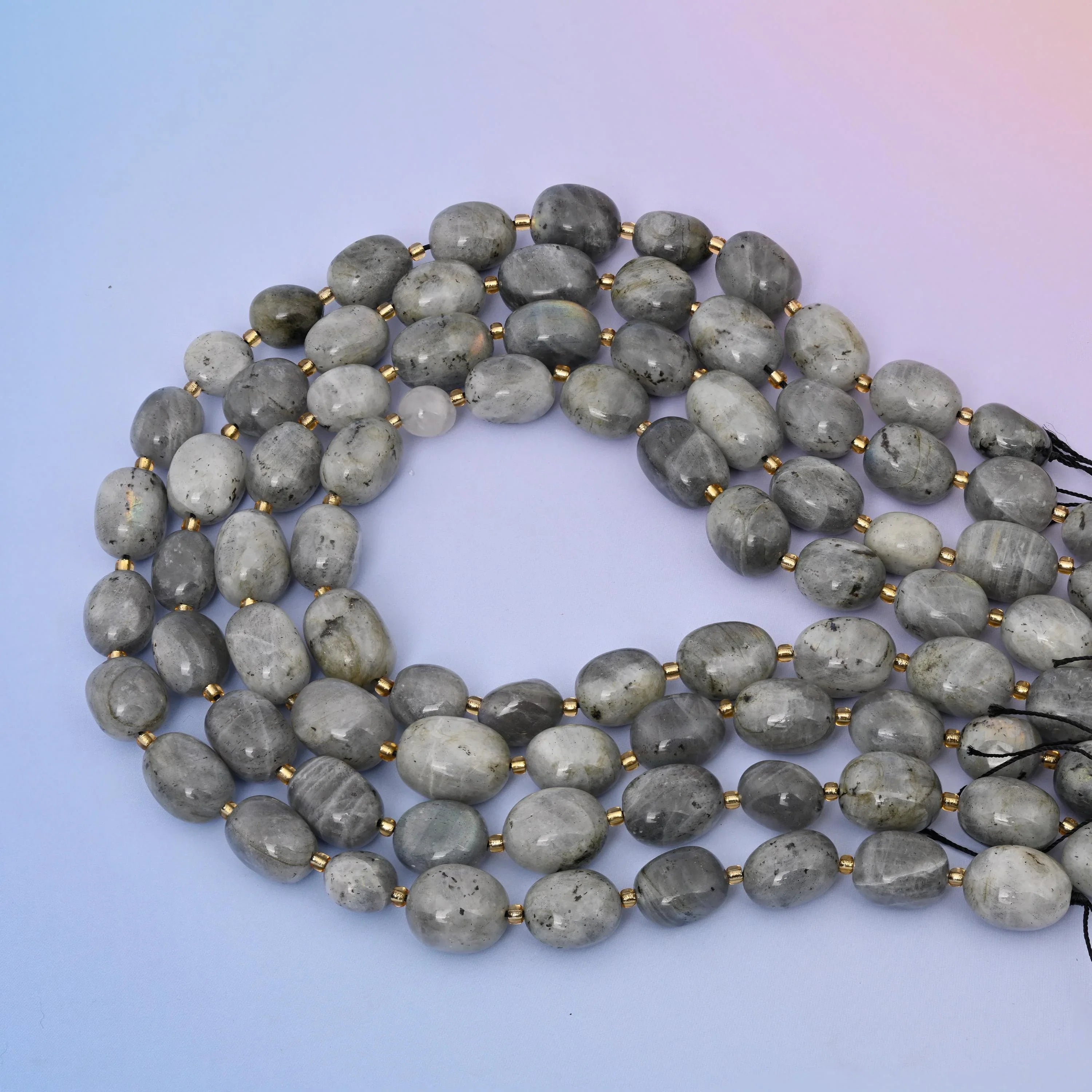 White Labradorite oval beads, sold per 15.5 inch strand
