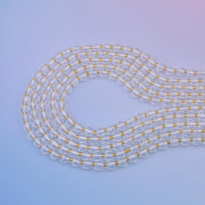 Clear quartz beads, faceted rondelle, 6x8mm