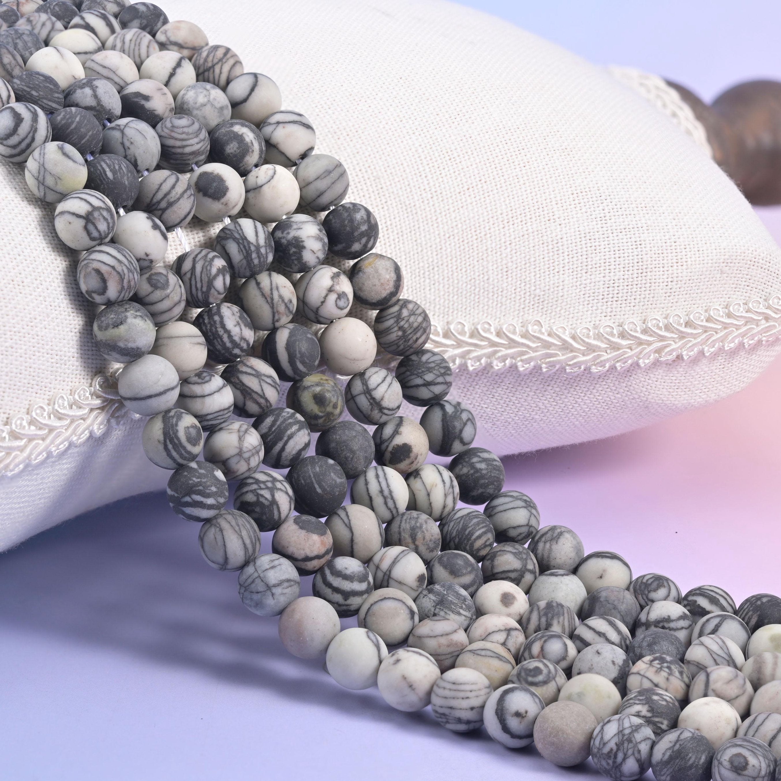 Black Web Jasper Matte Beads 4mm 6mm 8mm 10mm