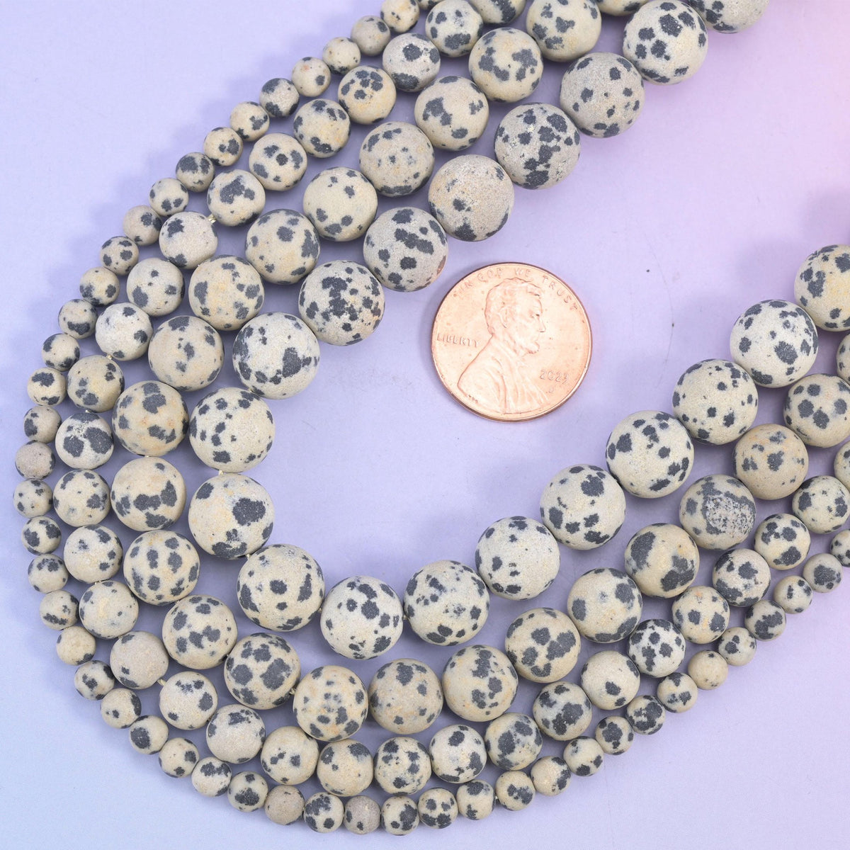 Dalmatian Jasper round beads, 15 inch strand