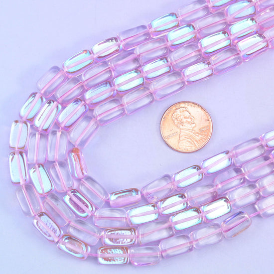Light purple mystic aura glass beads, 15 inch strand