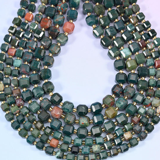 Oriental Jasper Faceted Cube Beads, 1.2mm hole