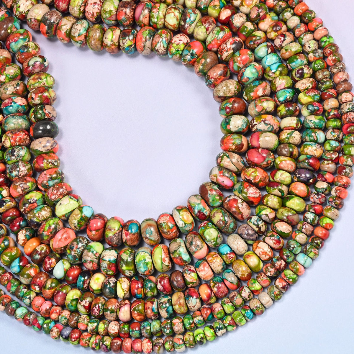 Green Dyed Sea Sediment Jasper Rondelle Beads, centre-drilled
