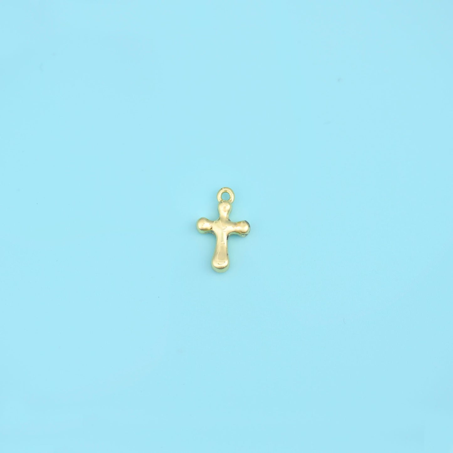 18K Gold Filled Tiny Cross Charm 14x8.66mm in polished 18K gold