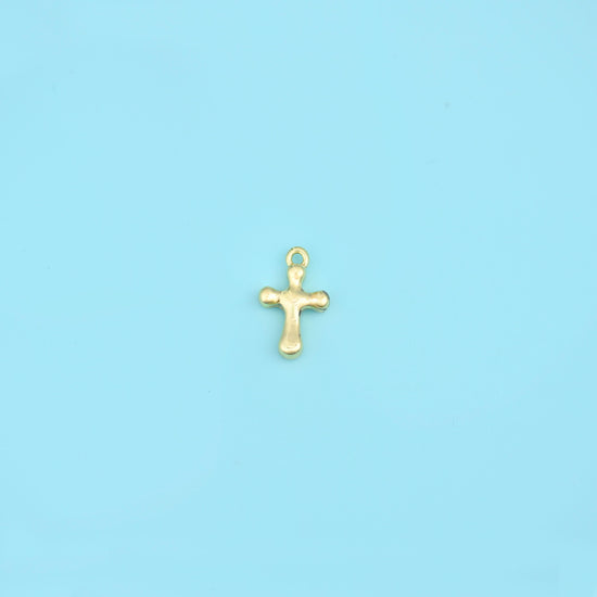 18K Gold Filled Tiny Cross Charm 14x8.66mm in polished 18K gold