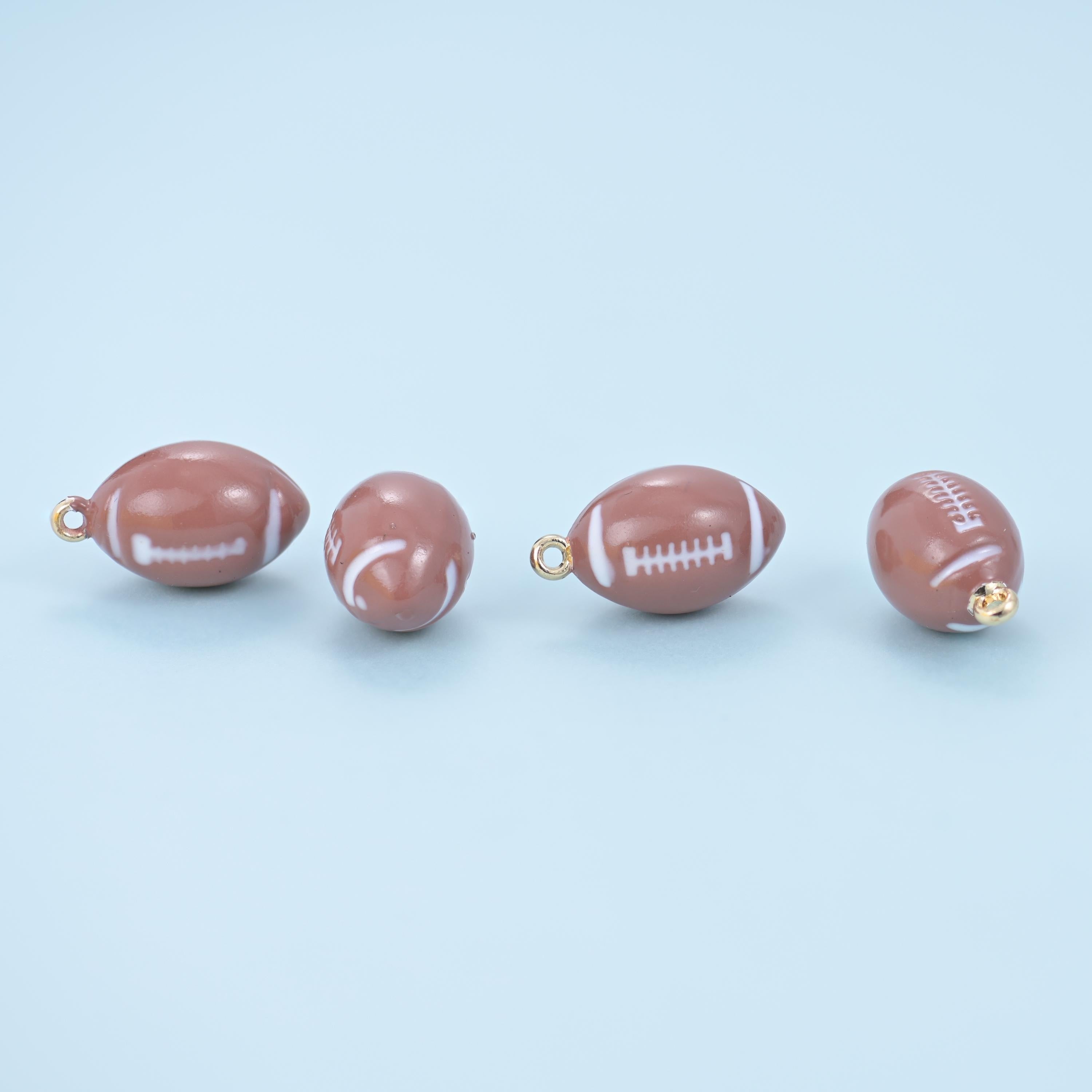 Enamel Football Charm 17x9.75mm, 18K Gold Filled