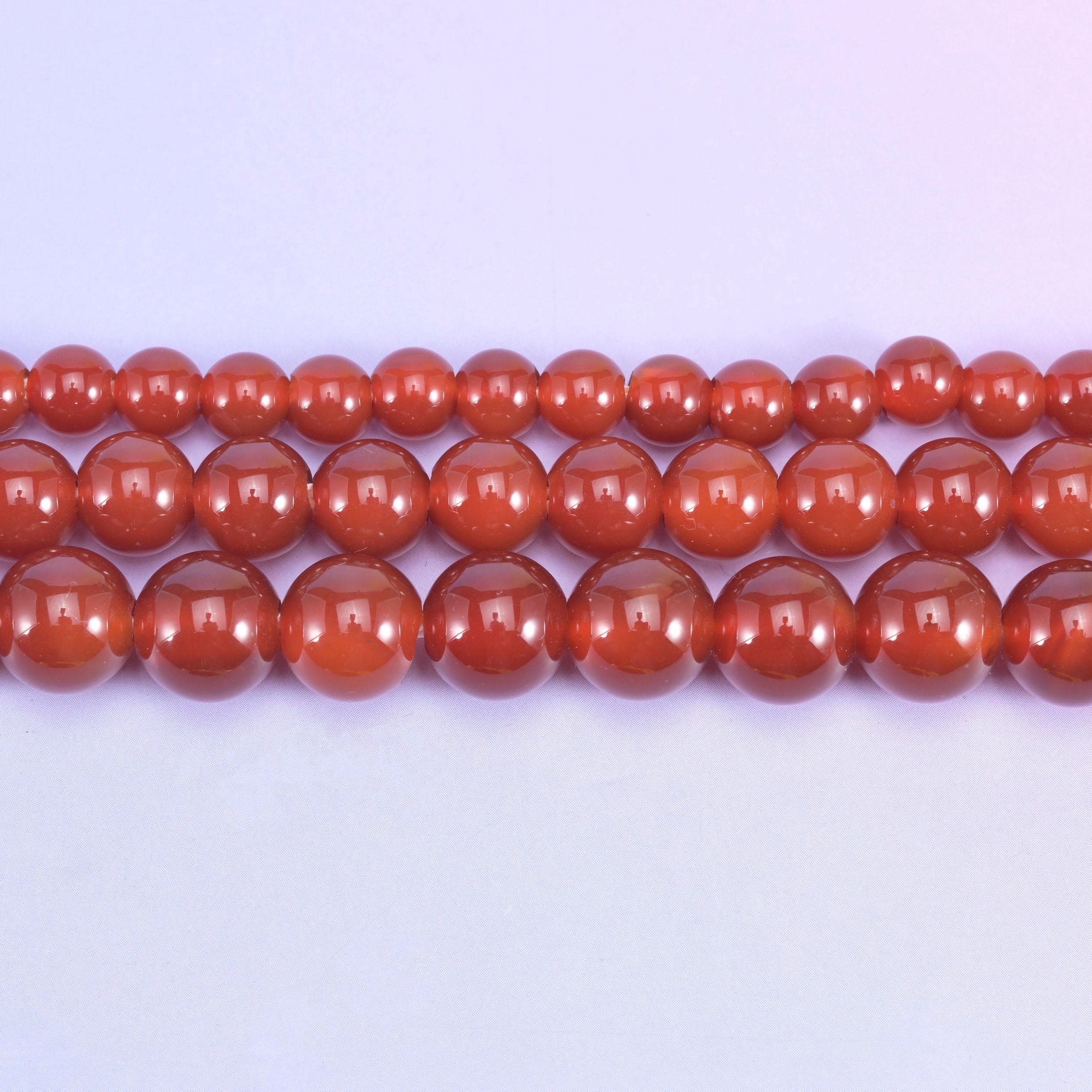 Red Agate beads, smooth round, 6mm, 8mm and 10mm