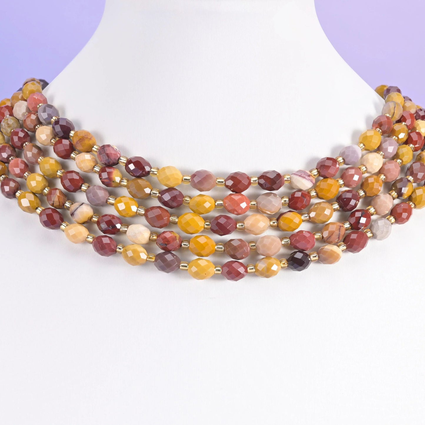 Mookaite Jasper beads, faceted rice barrel, 6x8mm