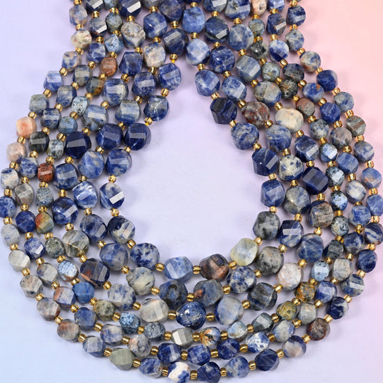 Orange Sodalite spiral twist beads, hole approximately 1.2mm