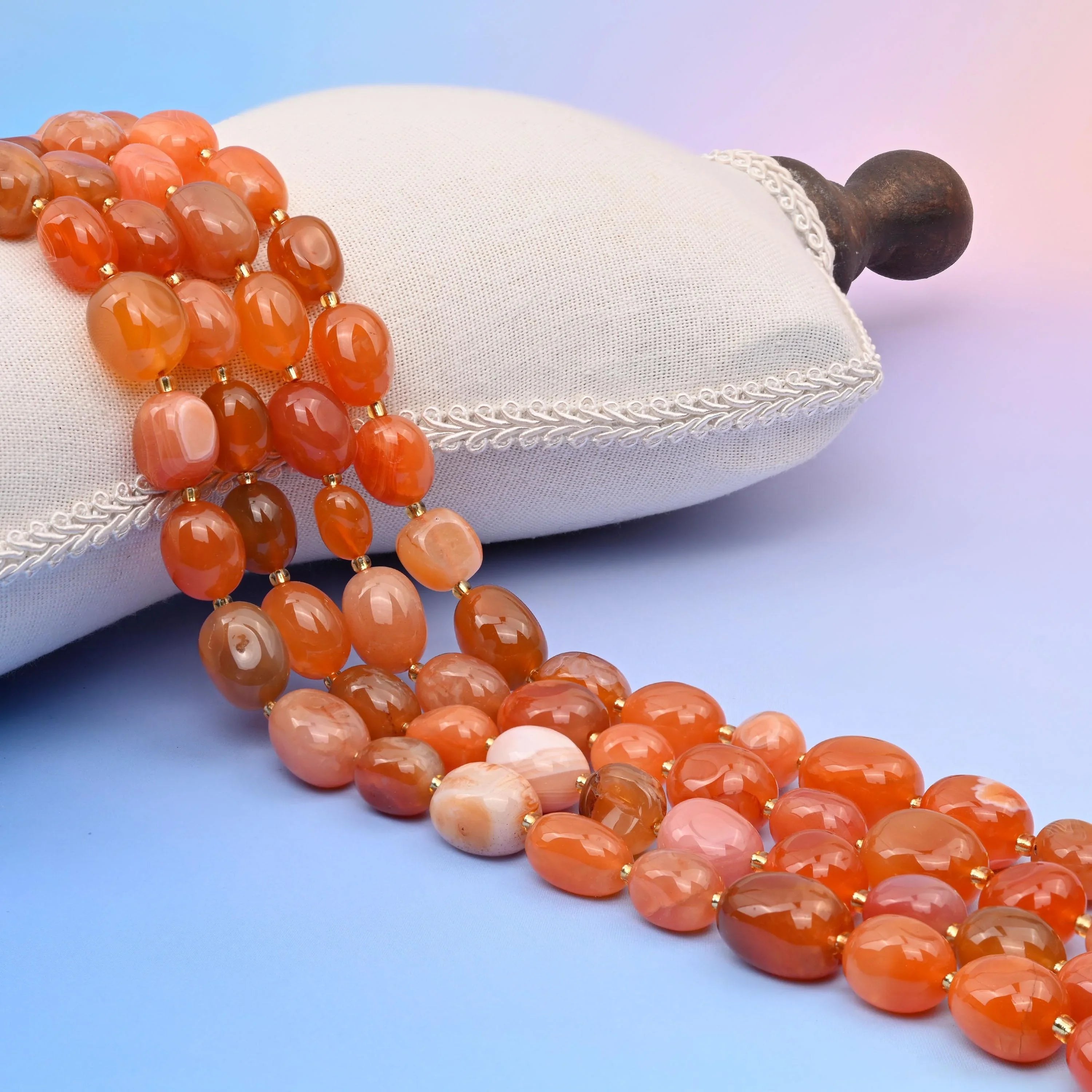 Natural Carnelian oval egg-shaped beads