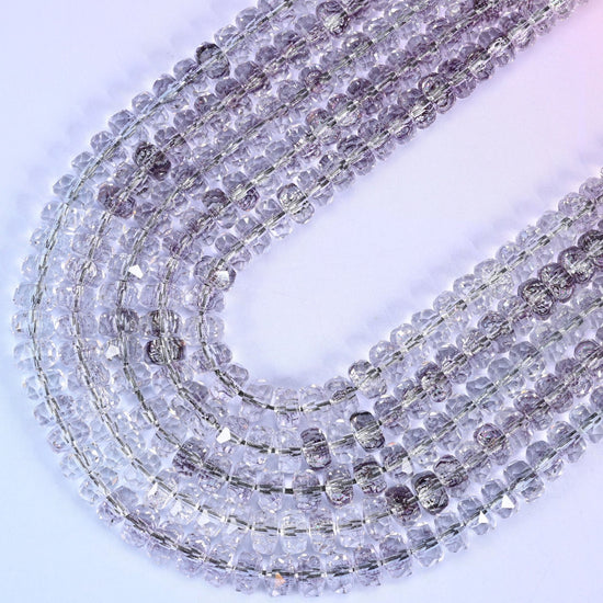 Transparent Light Purple Faceted Rondelle Glass Beads, 15 inch strand