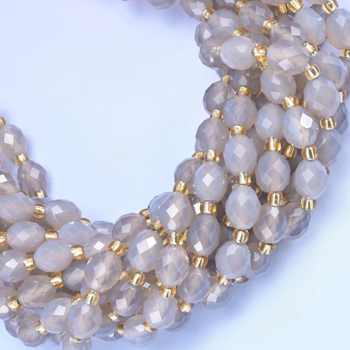 Gray Agate Faceted Rice Barrel Beads, hole approximately 1.0mm