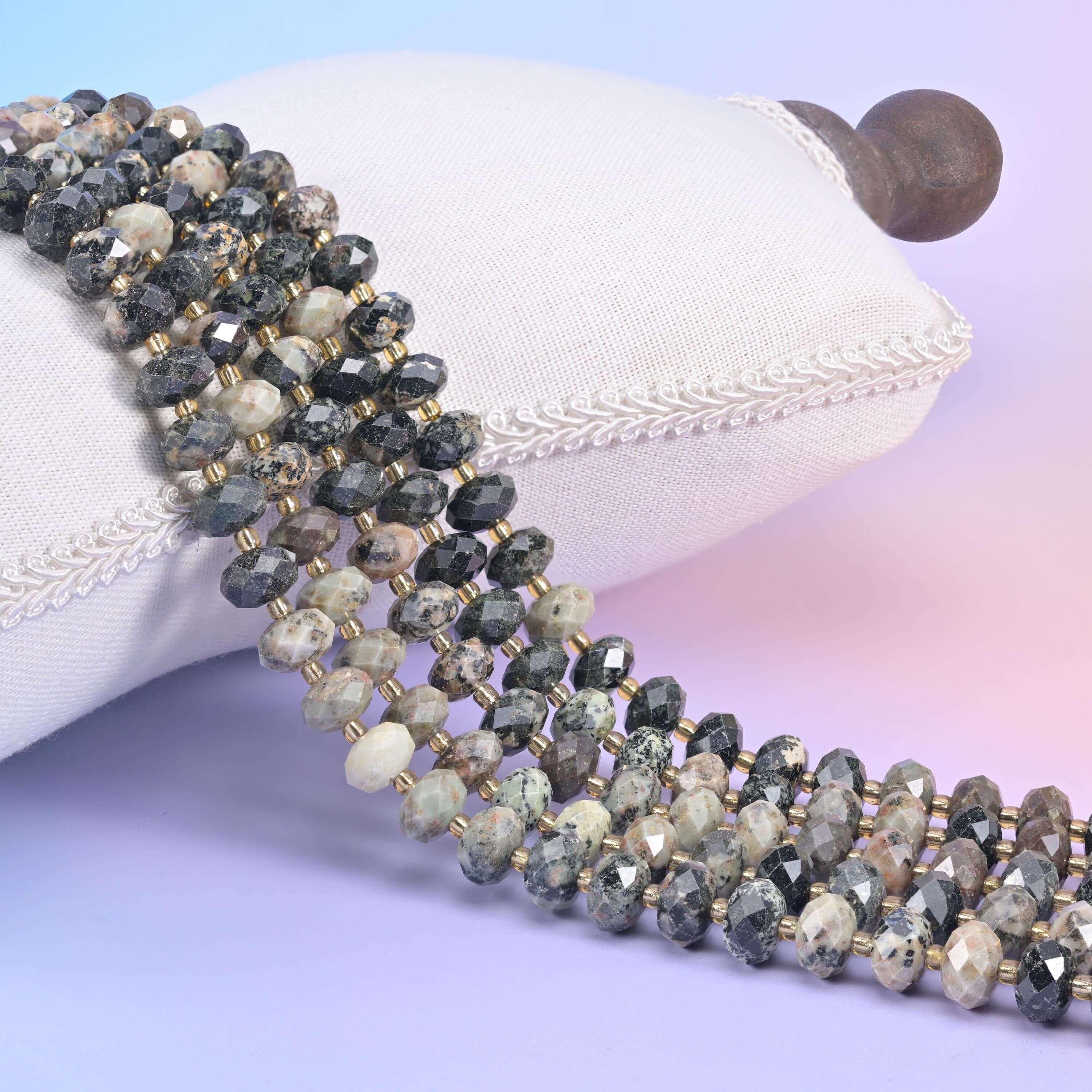 Old African Howlite Faceted Rondelle Beads