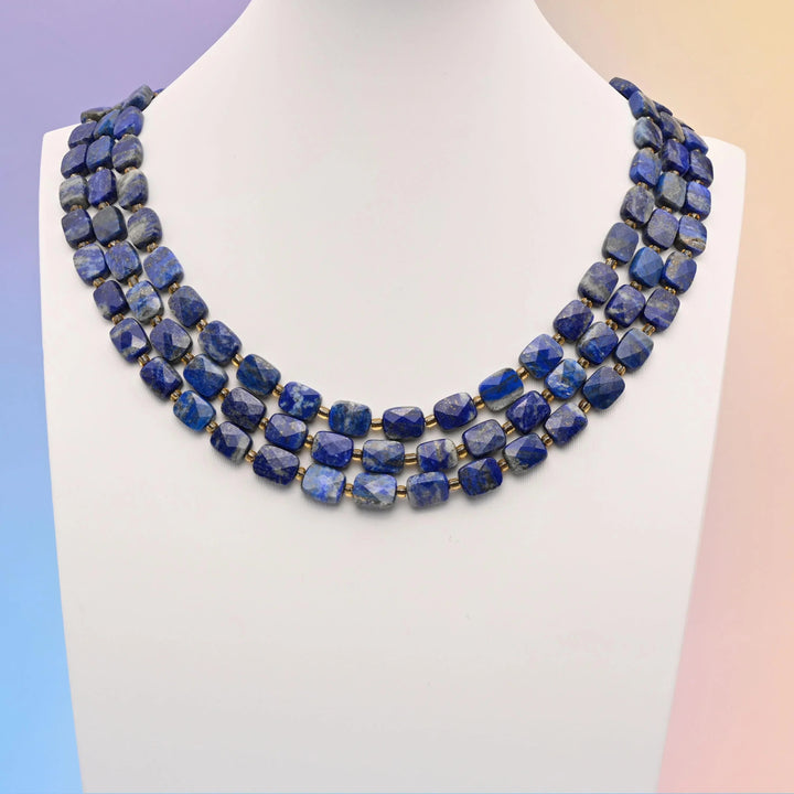 Lapis Lazuli beads, faceted rectangular shape, 10x8mm