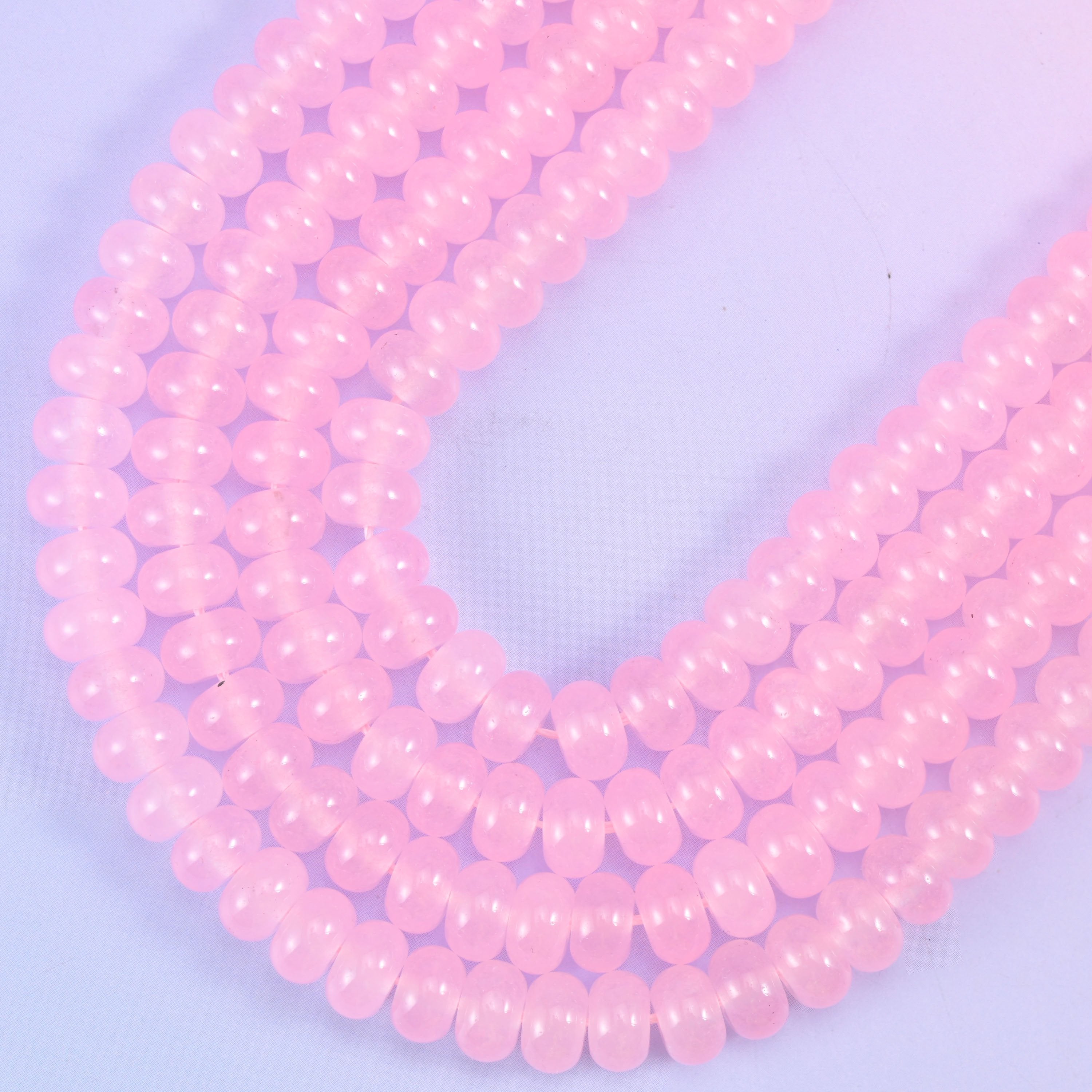 Pink Dyed Jade Smooth Rondelle Beads, approximately 75 beads