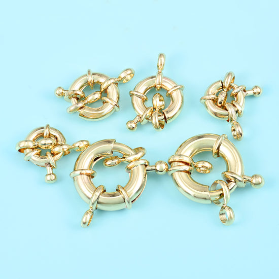 18K Gold Filled Round Spring Clasps for DIY Jewelry Making Supply