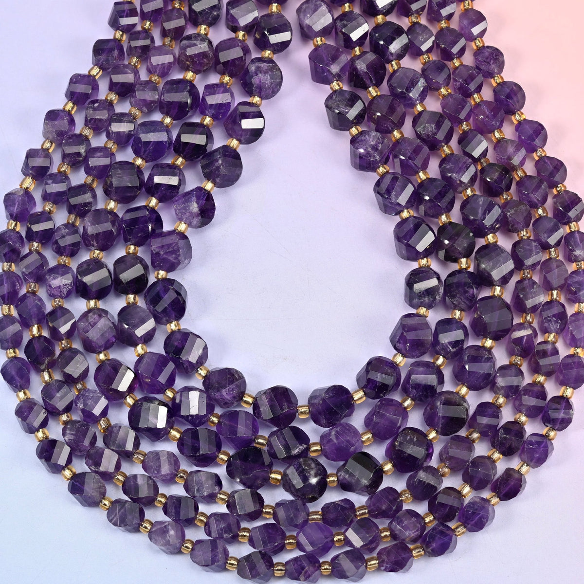 Dark Purple Amethyst spiral twist beads, hole approximately 1.2mm