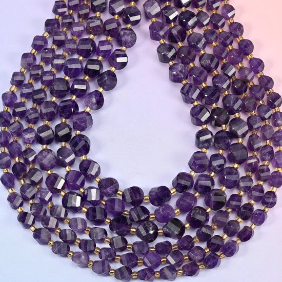 Dark Purple Amethyst spiral twist beads, hole approximately 1.2mm