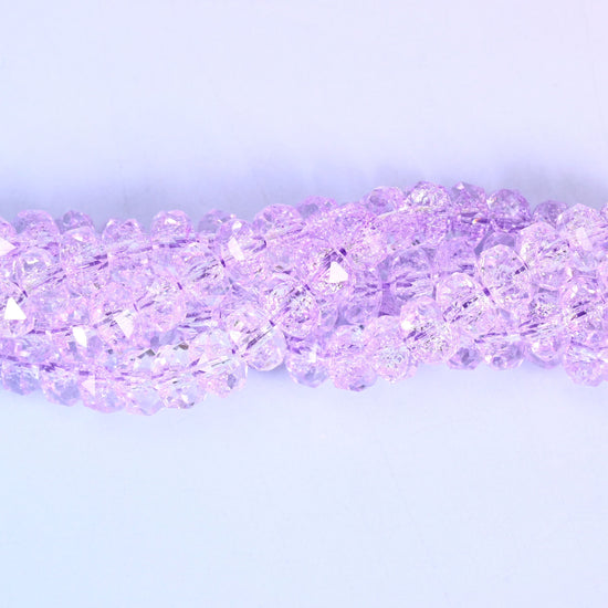 Transparent Purple Faceted Rondelle Glass Beads, approximately 82 beads per strand